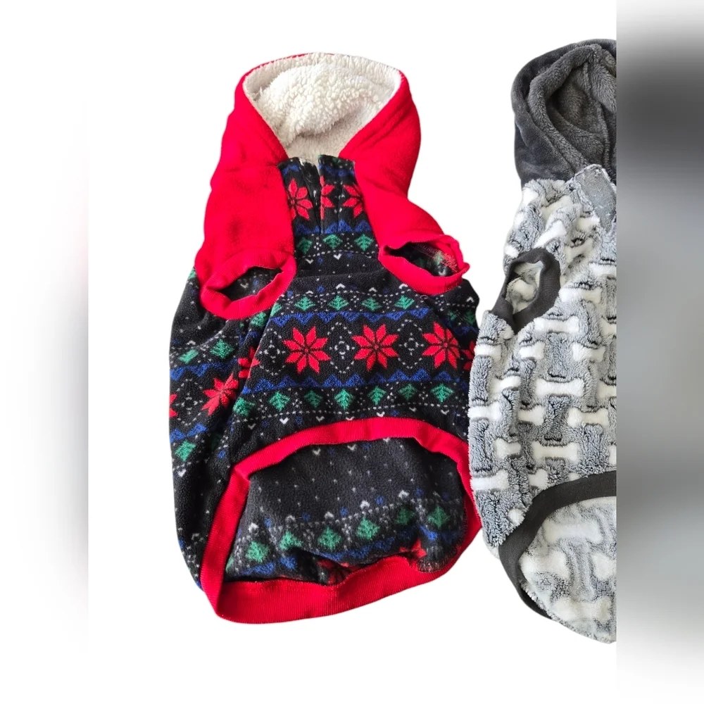 Medium Festive Dog Sweaters - Red and Gray